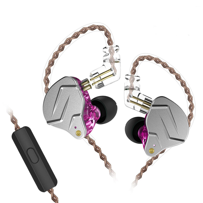 FEDAI KZ ZSN Pro IEM in Ear Monitors,HiFi Wired Earbuds Headphones with Hybrid Dual Driver 1BA 1DD High Fidelity Musicians in-Ear Earphones Detachable Cable for Gaming Earbuds(Purple with Mic). Purple