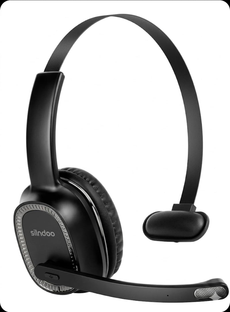 Sindoo JH-101 On-Ear Trucker Bluetooth Headset (AI Noise Cancelling) Microphone, Lightweight,Wireless Headset for Work PC/Computer/Laptop/Work from Home/Office/Call Center/Teams/Zoom/Truckr