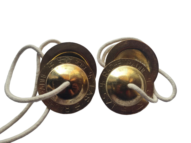 BHAVICREATION Manjeera Manjira Cymbals Hand Cymbal Metal Clapper Shree Radhe Manjeera for Puja (2 Quantity), Bhavi-1 2 Quantity