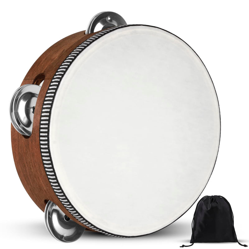 [AUSTRALIA] - Tambourine, Tambourines for Kids, 6 Inches Wooden Hand Held Percussion Tambourine with Storage Bag, Tambourines Musical Instrument for Church, Wedding, Party, Dance, Photo Shoot 6" 