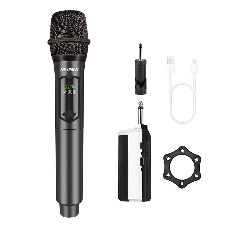 Wireless Microphone,Professional Handheld Cordless Dynamic Mic System with Rechargeable Receiver(160 Ft),Karaoke Microphone Set for Singing,Karaoke,Wedding,DJ,Party,Speech,Church,PA,K60-1 Gray