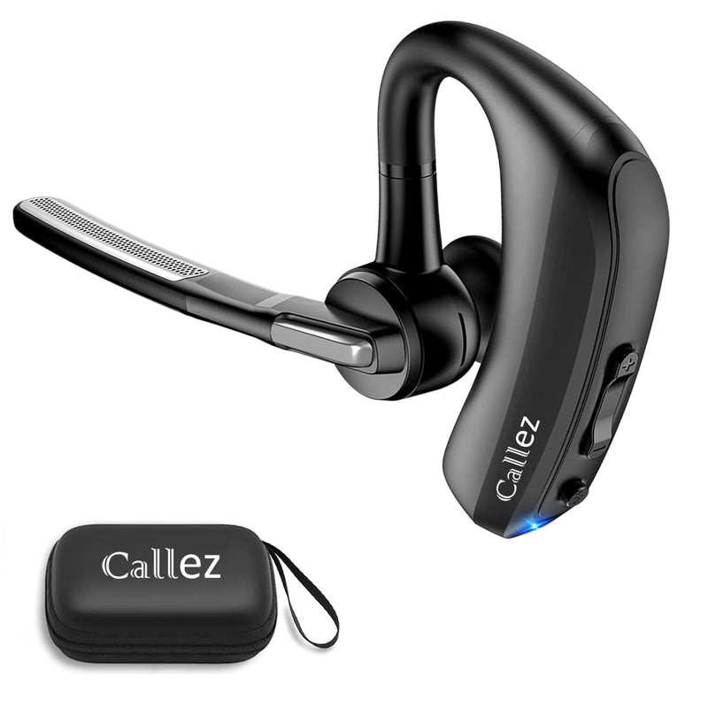 Callez Bluetooth Headset V5.0, Bluetooth Earpiece with CVC8.0 Dual Mic Noise Cancelling Wireless Headset for iPhone Android Cell Phone Trucker Business Office Work, Clear Chat Black