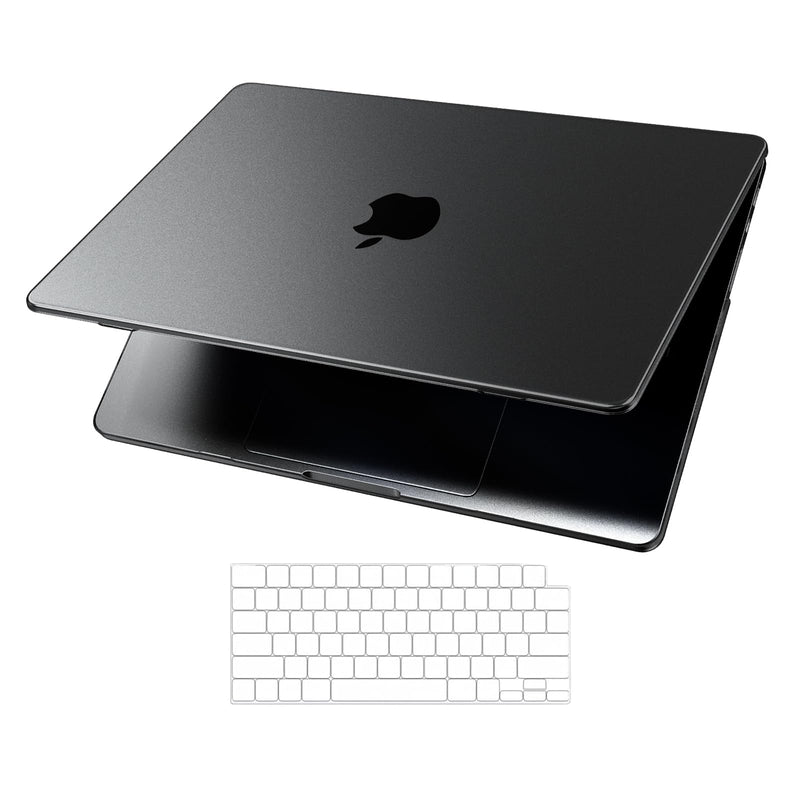 [AUSTRALIA] - EooCoo [Ultra Thin Armor] Case Compatible with MacBook Pro 14 inch 2024-2021 M3 M2 M1 A2918 A2992 A2779 A2442, [100% Match Space Black] [Anti-Fingerprint] Hard Shell&Keyboard Skin, Space Black Clear 