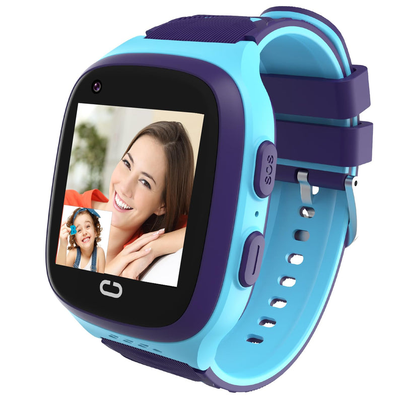 4G Kids Smart Watch GPS Tracker - Smartwatch with Two Way Call Video Calling 7 Puzzle Games Voice Chat SOS School Mode Pedometer Geo-Fence Touch Screen Alarm Clock Smartwatches for Boys Girls Blue