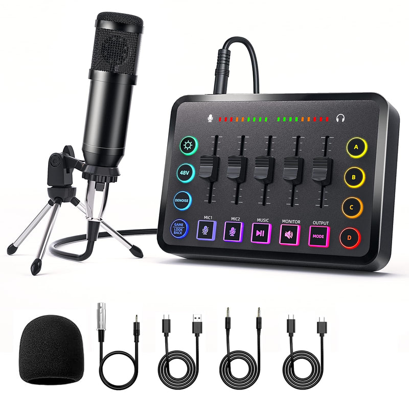 [AUSTRALIA] - Podcast Equipment Bundle Includes Audio Mixer and BM800 Microphone, Ideal for Video Production, Live Streaming, Gaming voiceovers. Compatible with Various Operating Systems and Software 