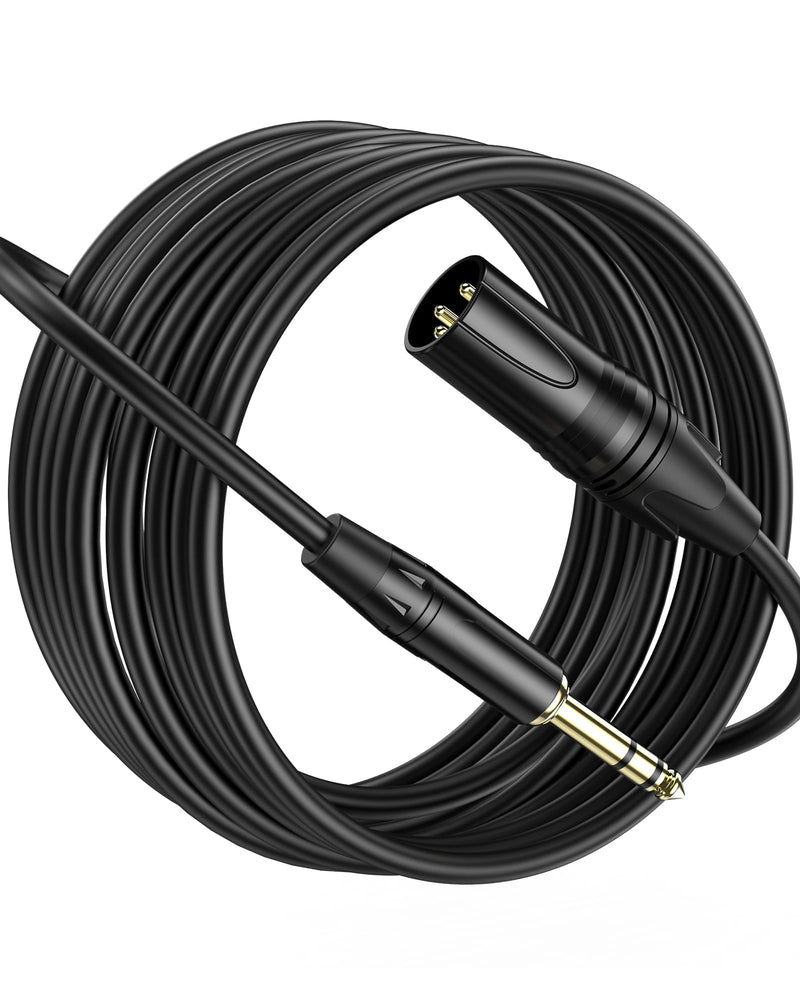 [AUSTRALIA] - XLR to 1/4 Microphone Cable 15 FT 6.35mm TRS to XLR Male,1/4 to XLR Quarter Inch TRS to XLR Balanced Interconnect Mic Cord Patch Cable for Recording Speaker Amplifier Mixer 15FT（4.6m) xlr to 1/4 (6.35mm) Black 