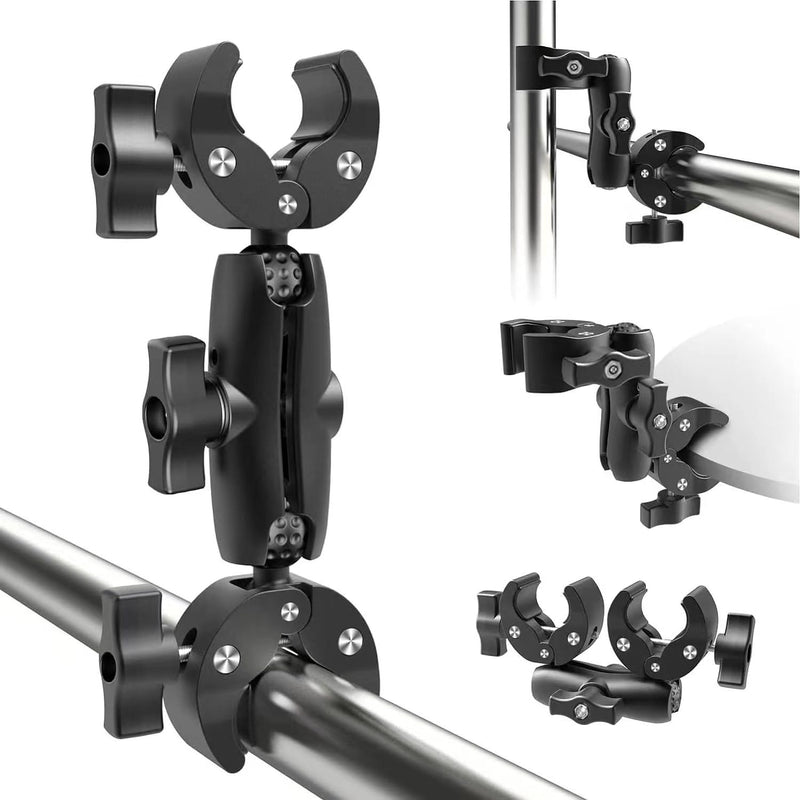 [AUSTRALIA] - Double Clamp Camera Mount - Universal Bracket for Golf Carts, Umbrella Clamp, Desktop, Strollers, Wagons, Photo Studio, and More, Magic Arm Double Ball Head Adapter 