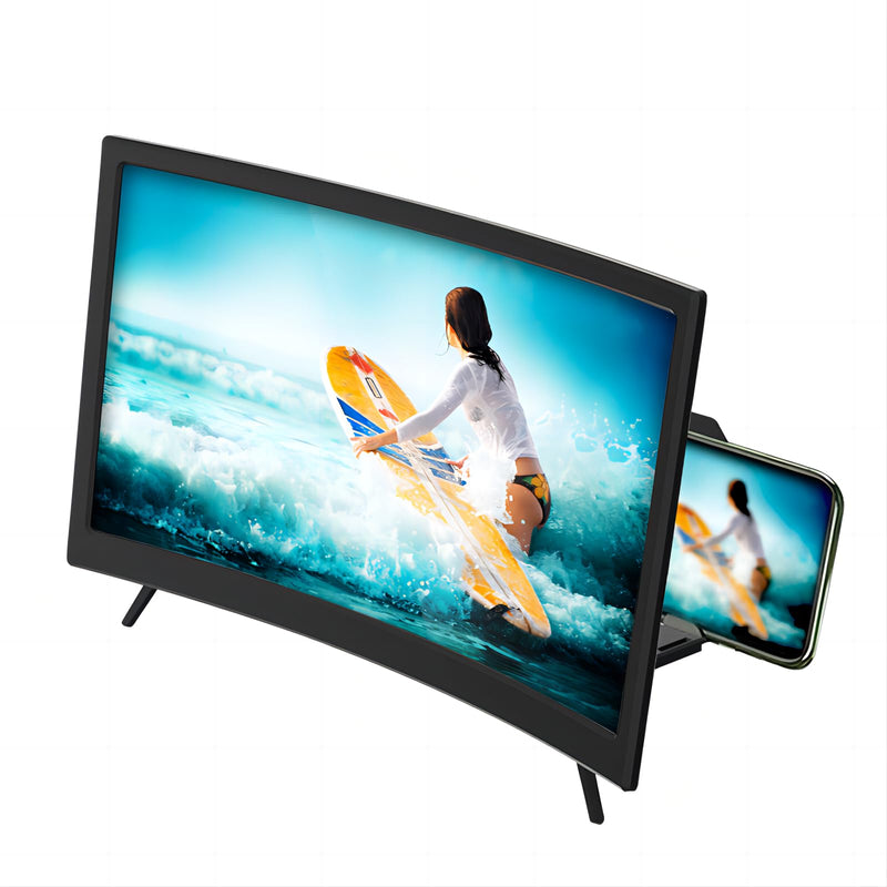 Screen Magnifier for Cell Phone, 14" Curved Phone Magnifying Screen Upgraded HD 3D Phone Screen Amplifier Phone Stand with Screen Enlarger Compatible with All Smartphones for Movies Videos 14 Inch