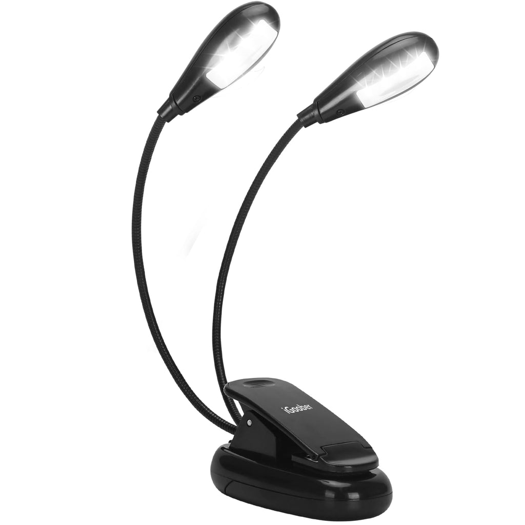 Music Stand Lights - Musician Piano Light Clip On, USB & AAA Battery Powered, Eye Care & Portable, 8 LED Book Reading Lamp, 2 Arm x 2 Brightness Levels, Ideal for Sheet Music,Orchestra, Guitar