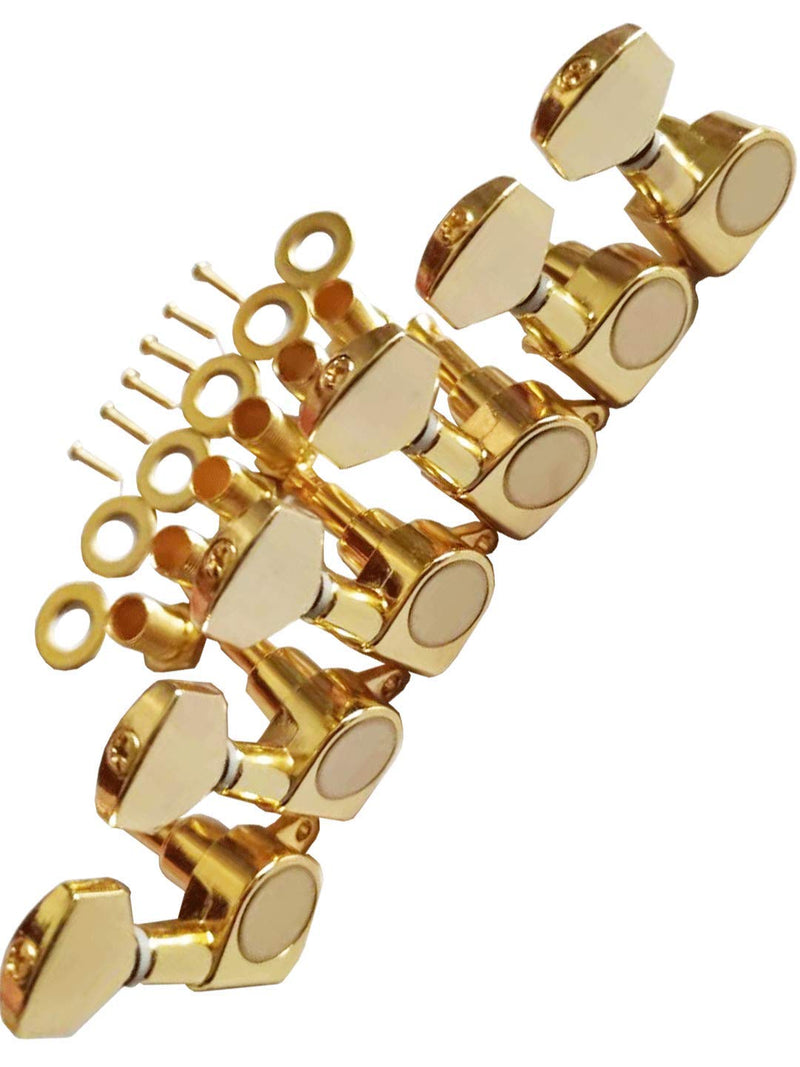 [AUSTRALIA] - Pro 6 inline Guitar Tuners String Tuning Pegs Machines Heads Set for Fender Stratocaster Telecaster Electric Guitar Parts,Gold. HY-QTN01-S6GD 