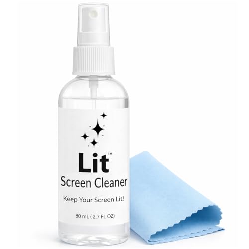 Spray Kit (80 mL) + Microfiber Cloth — for Phone, iPad, Tablet, Laptop, Monitor, TV, Camera Lenses & Eyeglasses — Streak-Free, Alcohol-Free & Ammonia-Free, Travel Size