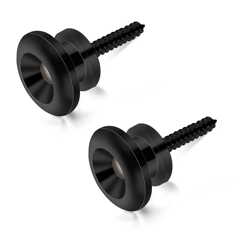 [AUSTRALIA] - 2PCS Guitar Strap Buttons Black Guitar Strap Lock Buttons Guitar Security Lock Electric Guitar Strap Locks Mushrooms Head Guitar Strap Button for Guitar Bass Ukulele 