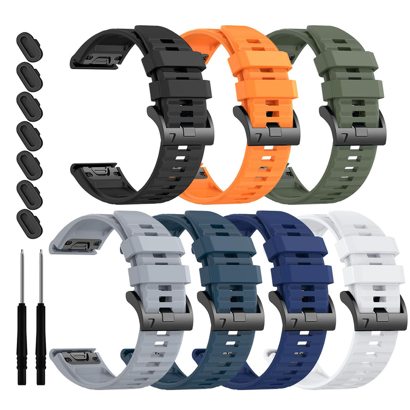 26mm Silicone Sport Bands Compatible with Garmin tactix 8 quatix 8 Fenix8 AMOLED 51mm/Fenix8 pro/7X /7X Pro/6X/6X Pro/5X/5X Plus/3 HR,Watch Strap For Garmin Descent Mk2/3i 51mm/tactix7 Pro/Enduro3/2 7Pack1