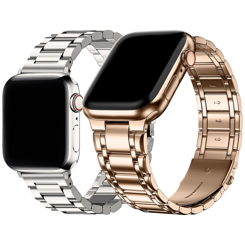 Fullmosa Compatible Stainless Steel Apple Watch Band with case Ultra/Ultra2 49mm Starlight with Case & Compatible Metal Apple Watch Band Ultra/Ultra2 49mm,Rose Gold