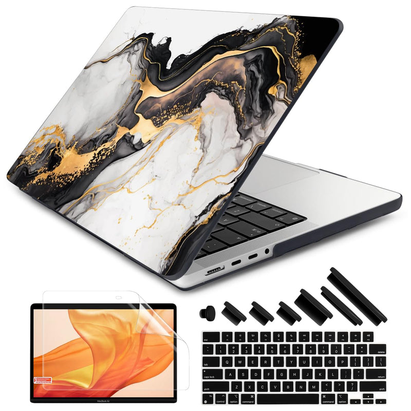 DONGKE Compatible with M3 MacBook Pro 14 inch Case 2024 2023 2021 A2918 A2992 M2 A2779 M1 A2442 Pro/Max, Plastic Hard Shell Cover for Mac Pro 14" with Retina XDR Display & Touch ID, Abstract Marble Abstract Marble D159