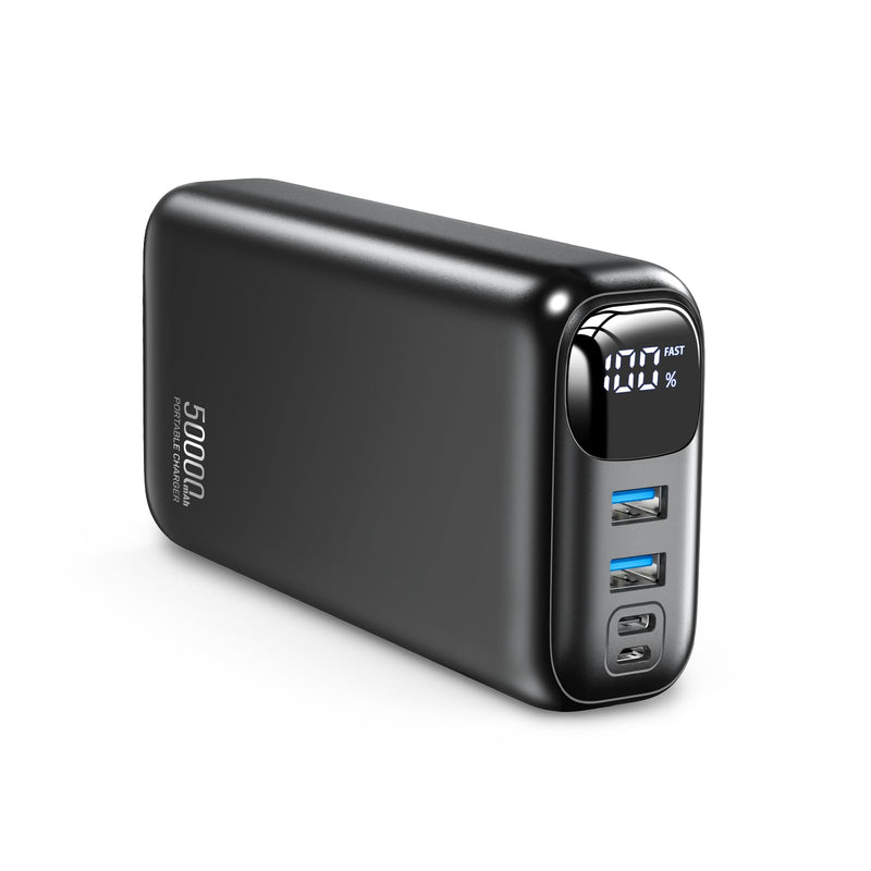 Portable Charger 50000mAh Power Bank - 22.5W Fast Charging External Battery Pack, LED Display USB-C Portable Cell Phone Charger for iPhone 16/15/14/13 Pro, Android, Samsung Galaxy, Etc Black