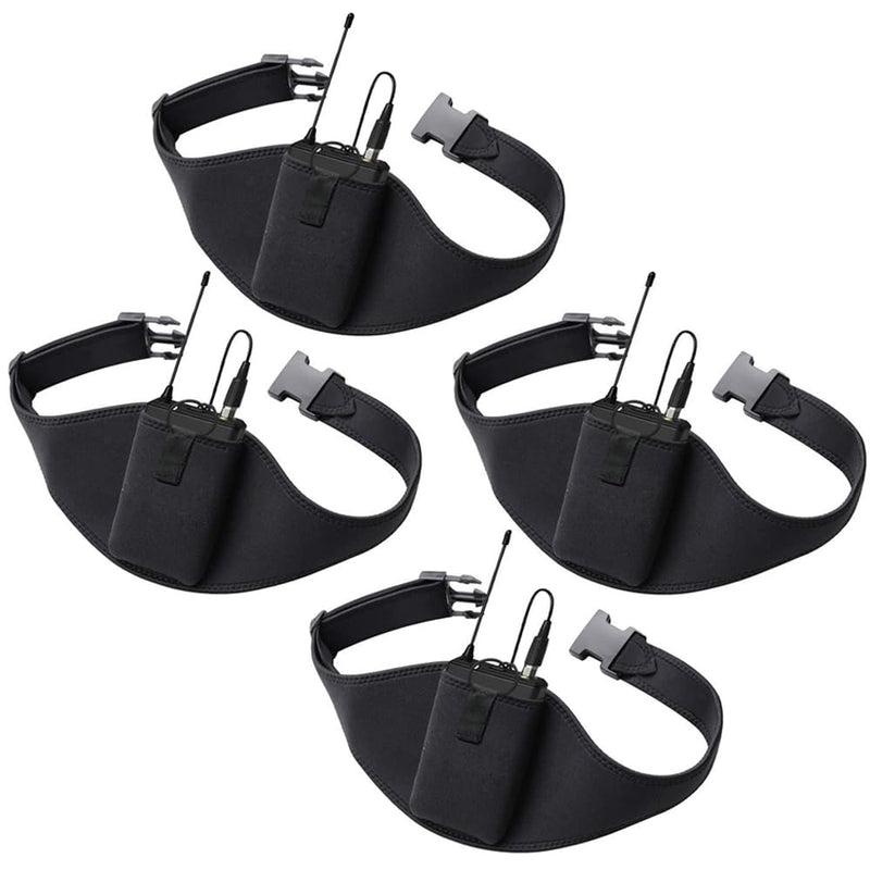 4 Pack Mic Belt - Microphone Belt with Innovative Rubber Band Lock - Improved Adjustability Comfortability Durability For Fitness Instructors, Fitness Class,Public Speaking,Theatre 4 PACK-Velcro Black