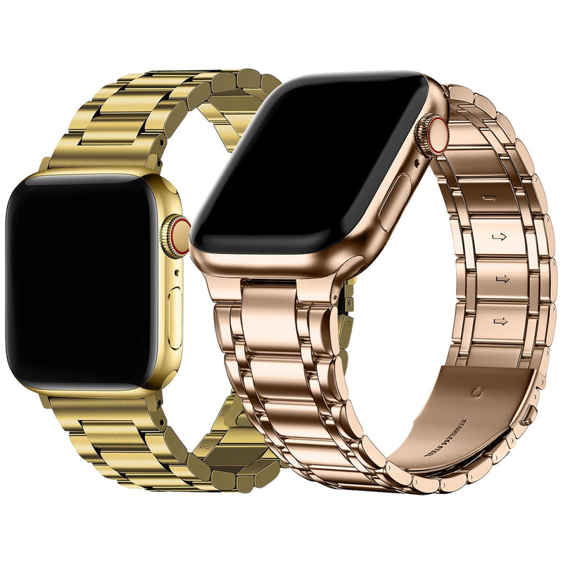 Fullmosa Compatible Stainless Steel Apple Watch Band with case 41mm/40mm/38mm Gold & Compatible Metal iWatch Band with case 41mm/40mm/38mm,Rose Gold