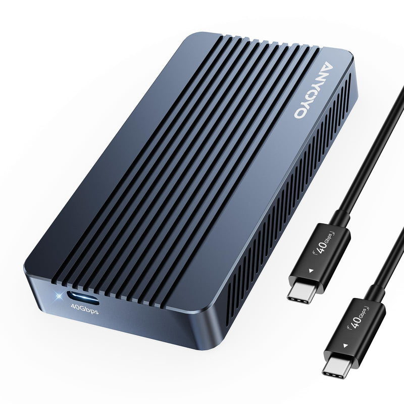 ANYOYO 40Gbps M.2 NVMe SSD Enclosure Tool Free Installation Aluminum USB 4 NVMe SSD Enclosure Compatible with Thunderbolt 5/4/3/USB 4/3.2/3.1/3.0/2.0 for M&B+M-Key SSD 2230/2242/2260/2280(TBU405M1) TBU405