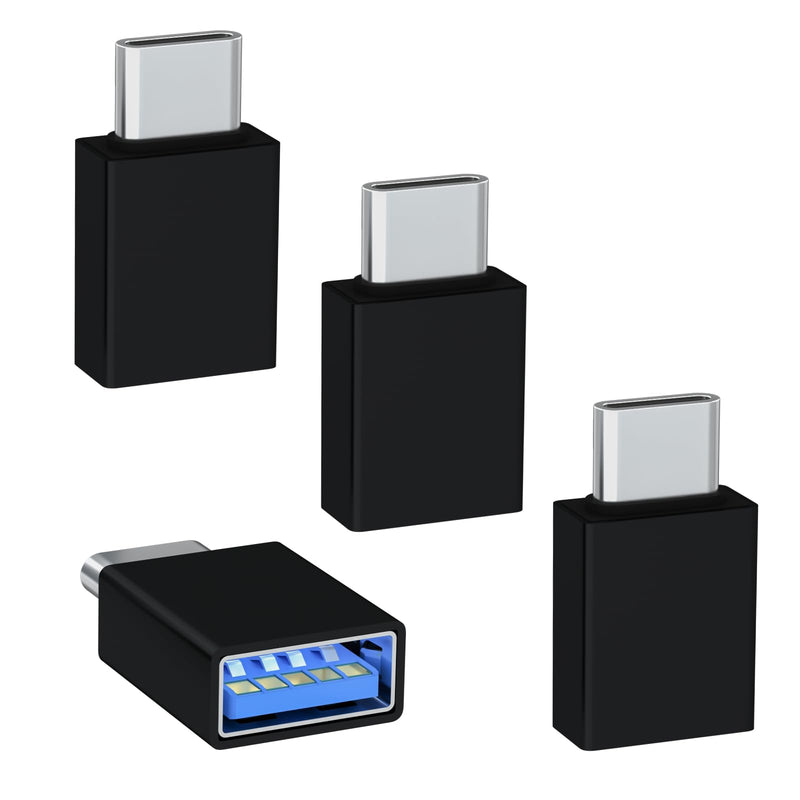 [AUSTRALIA] - Welldiea USB C to USB Adapter 4 Pack, Type C Male to USB 3.0 Female OTG Converter,Thunderbolt 4/3 to USB Adapter for iPhone 15 Pro Max Plus,MacBook Pro Air,Samsung Galaxy,iPad (Black) Black 