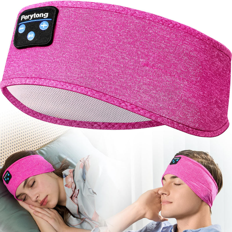 Sleep Headphones Bluetooth Headband Sleeping Headphones Headband Wireless Sleep Headband with Comfortable Earbuds for Side Sleepers, Sleeping Eye Mask for Women Men Workout Running Cool Gifts Rose Pink
