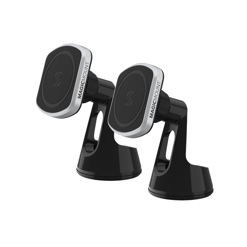 Scosche MP2ROWD MagicMount Pro2 MagSafe Car Dashboard/Windshield Suction Mount, Hands-Free Cell Phone Holder Compatible with iPhone 16/15/14/13/12 Series and More with MagicRing Adapter, Pack of 2 2 Pack Window / Dash Suction Black & Silver