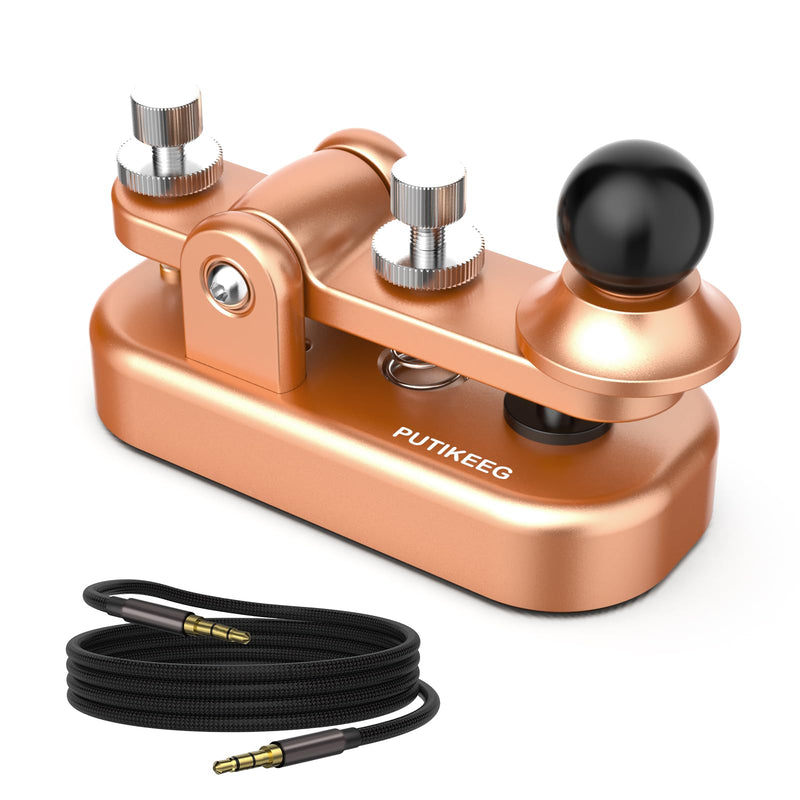 Mini CW Key Automatic Morse, Radio HAM Send Telegram Double Paddle Morse Code Key with Aluminum Alloy Body Base Gold(S)
