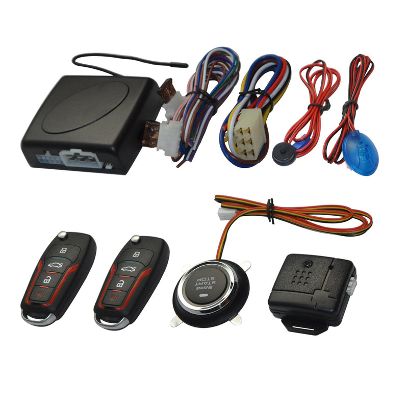 Keyless Entry Car Alarm System with Remote Start Starter and Push Engine Start Stop Iginition Button Kit