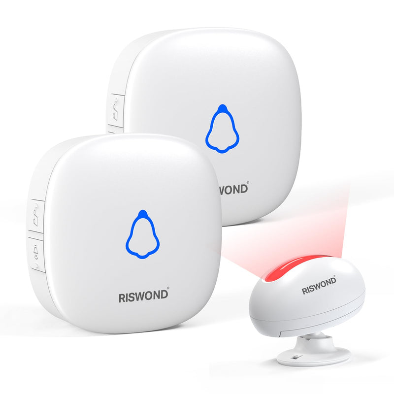 [AUSTRALIA] - Wireless Motion Sensor Door Chime: Business Entry Doorbell Indoor Motion Detector Alarm Buzzer Store Entrance Alert Bell (1000Ft Range, 32 Tunes, 5 Level Volume) 1 sensors 2 Receiver 2 Rreceivers 1 Sensor 