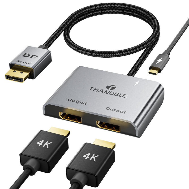 DisplayPort to Dual DisplayPort Splitter (4K@60Hz) Display Port 1 in 2 Out Adapter for Dual Monitor Extend Display, MST DP to 2 DP Adapter for PC, Graphics Card