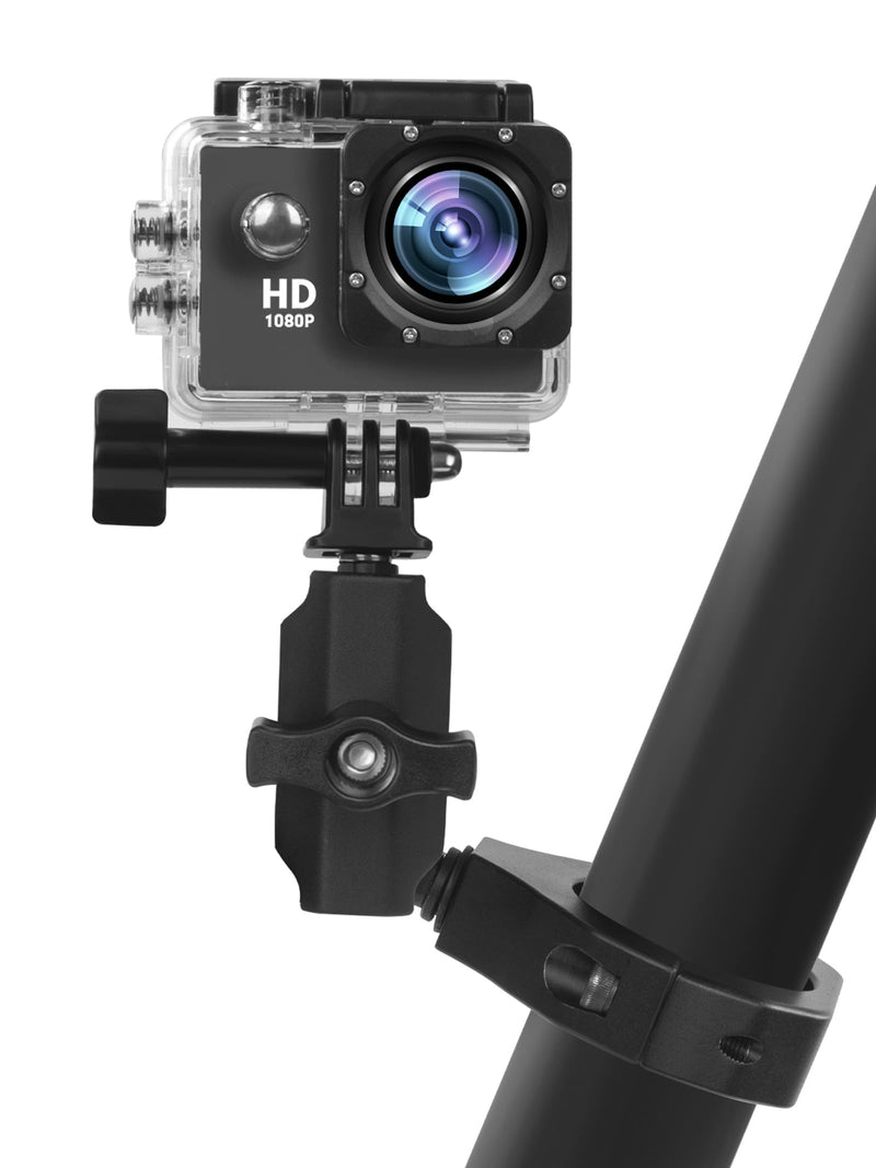UTV Camera Mount for 1.75"-2" Roll Bars - Compatible with GoPro, Mevo Start & More - Easy to Install Action Camera Accessories on Polaris RZR, Can Am - Durable Alu Alloy Made & 360° Rotation