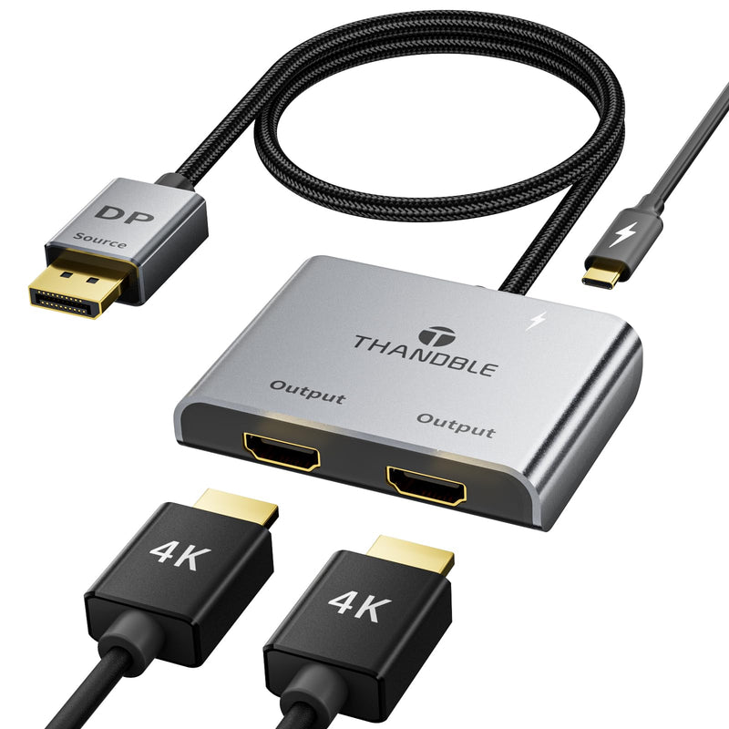 DisplayPort to Dual HDMI Adapter (4K@60Hz) DP to HDMI Splitter for Dual Monitors Extended Display MST Display Port to HDMI 1 in 2 Out Hub for PC, Graphics Card