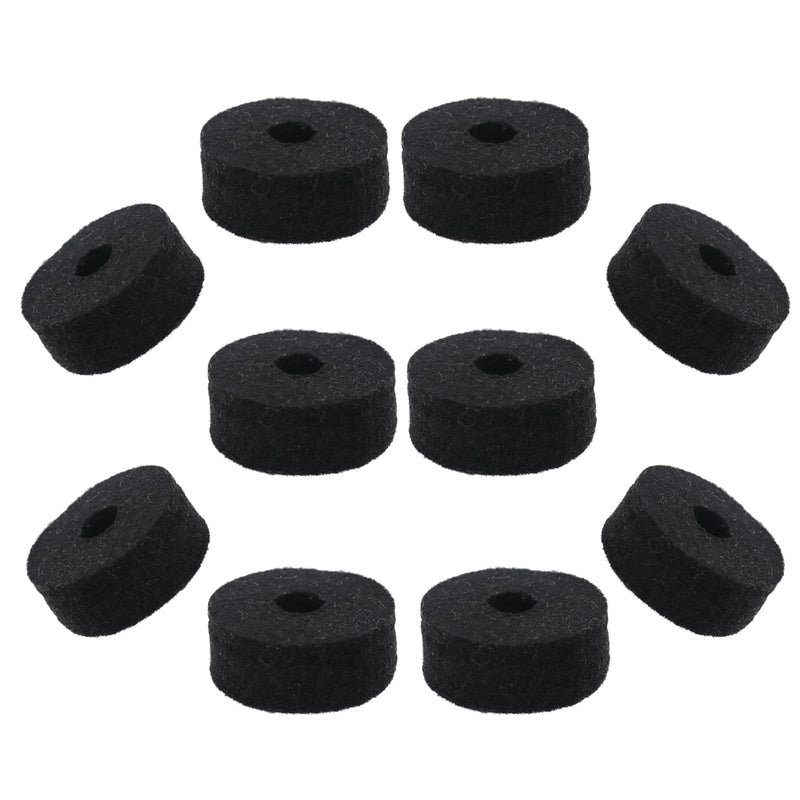 Pack of 10 Round Soft Black Cymbal Stand Felt Washer, Drum Felts Replacement, Enhance Your Drum Kit Sound and Protect Your Cymbals