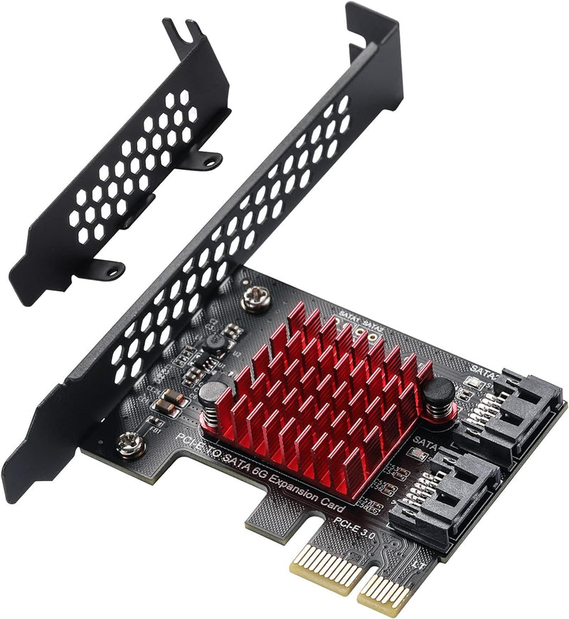 2-Port SATA Card Expansion Cards, PCI-E 3.0 GEN3 JMICRON+JMB582 Chip, 6Gbps Expansion Adapter Boards PCI Express Controller Adapter Card for Windows XP/2003/2008/Vista/Win7/8/10/Linux.