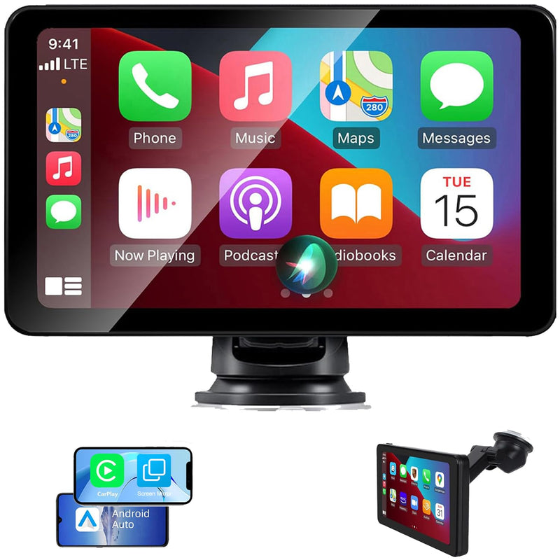 Apple Carplay Screen for Car, 7" HD Portable Car Stereo Touch Screen for Apple Carplay & Android Auto, Audio Receivers with Voice Control, Mirror Link, Bluetooth, Siri, AirPlay,GPS Navigation 7 Inch CarPlay