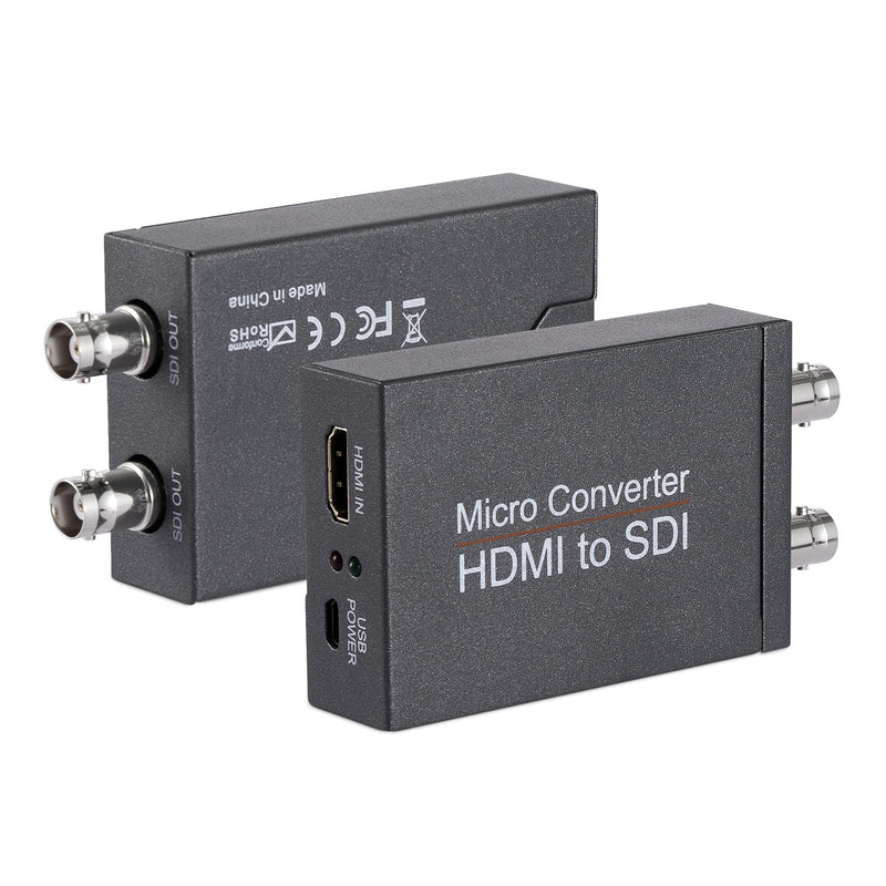 Little World HDMI to SDI Converter, HDMI to 3G-SDI/HD-SDI Micro Converter, Audio Embedder Support One HDMI in Two SDI Out, Auto Format Detection Extender for Camera CCTV