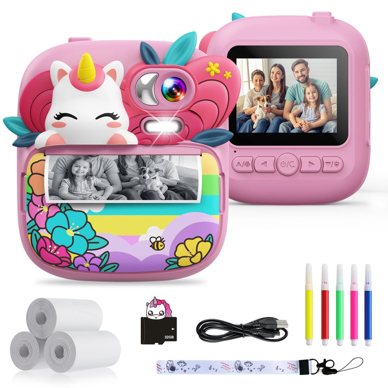 Kids Camera Instant Print, Camera for Kids with Printable Photos, Toddler Camera Toys for Children Ages 3-14, Digital Camera Birthday Gifts for Girls 4 5 6 7 8 9 10 11 12 13 Years Old Pink