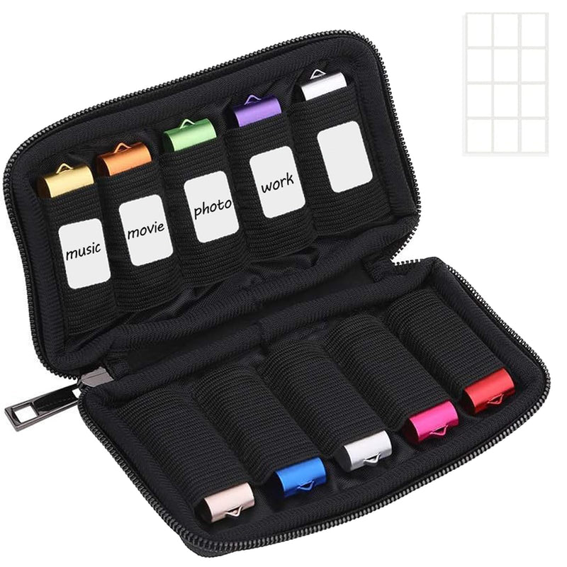 [AUSTRALIA] - ABLAZE Flash Drive Case USB Storage Case, USB Holder Storage Bag with Label, Portable USB Case Electronic Accessories Organizer for USB Thumb Drive (Black) 