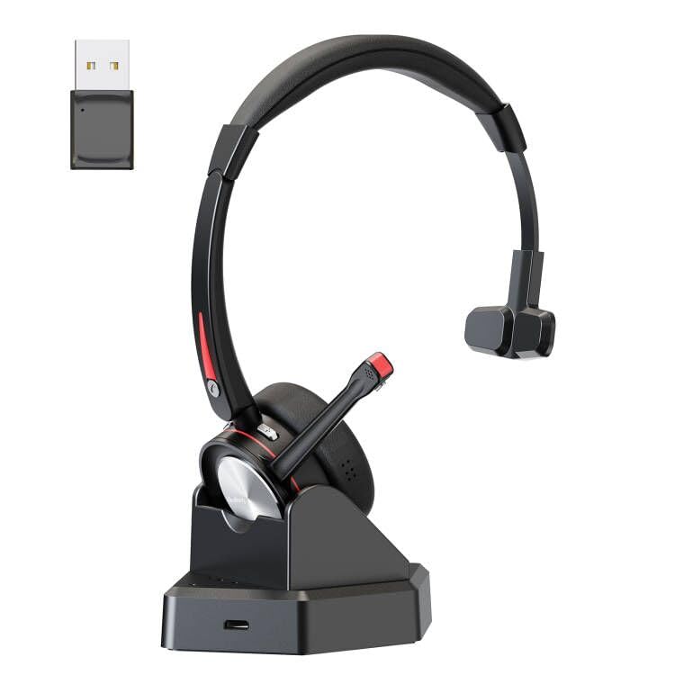 [AUSTRALIA] - Bluetooth Headset with Microphone Noise Cacenling, Mono Wireless Headset with Mic & Mute Button, 40 Hrs Working Time, Bluetooth Office PC Headset for Call Center Work Laptop Teams Meeting 890BT 