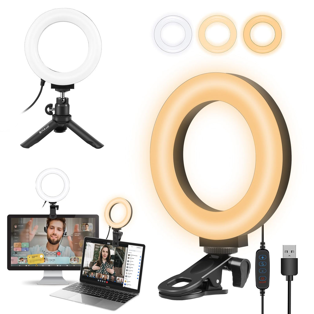 Video Conference Lighting Kit, 3200k-6500K Dimmable Led Ring Light Clip on Laptop Monitor for Webcam Lighting/Zoom Calls/Remote Working/Self Broadcasting and Live Streaming/YouTube Video/TikTok 6.2 inch