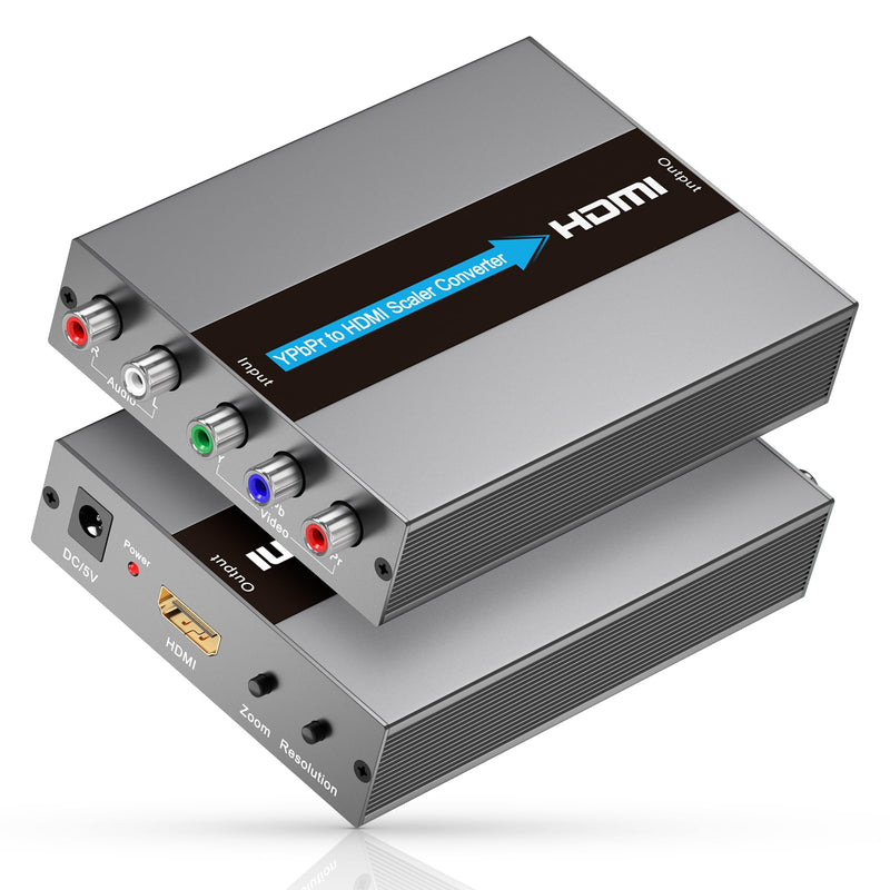 Component to HDMI Converter with Scaling Function, Resolution and Frame Rate Conversion, YPbPr to HDMI Converter for Component Devices to Display on HDMI TVs(Not Compatible with 240P Retro Games) Component to HDMI