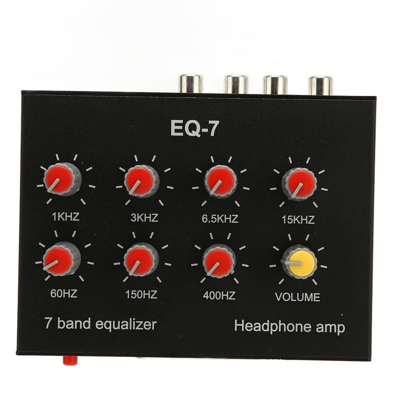 7 Band Sound Equalizer with 3.5mm Interface, Dual Channel Digital Equalizer, Aluminum Alloy Material for Car Stereo System