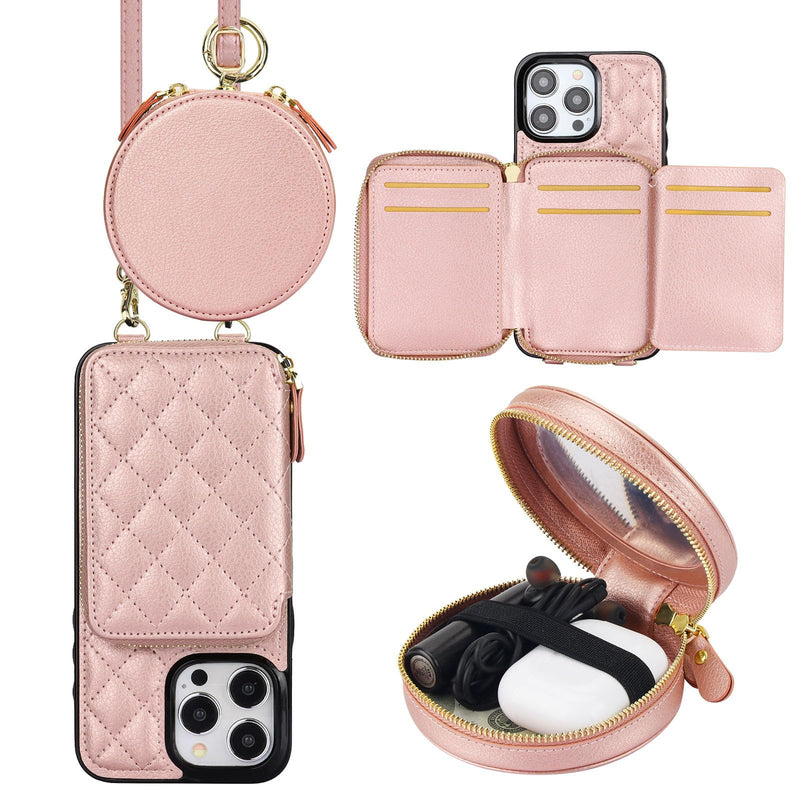 Bocasal A Stylish Crossbody Wallet Case for iPhone 15 Pro Max + A Mini Round Pouch Bag