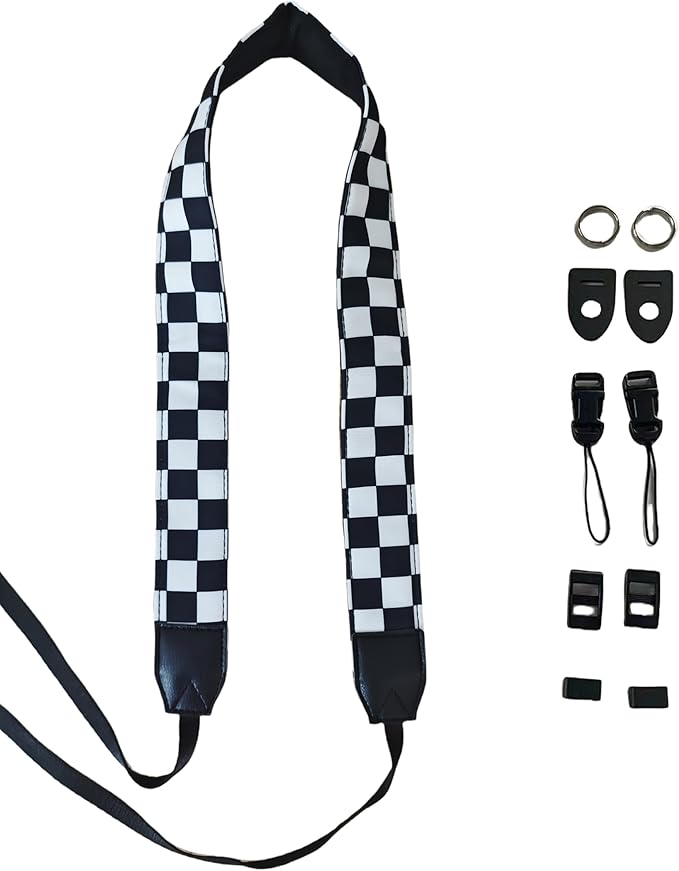 S&loyoe Camera Strap Shoulder Strap For Photographers All DSLR and Mirrorless Camera Neck Strap Belt for Men/Women Checkered White Black