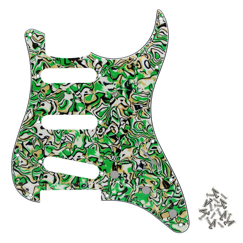 Green White Shell SSS 11 Holes Strat Electric Guitar Pickguard Scratch Plate For USA/Mexico Stratocaster Modern Style Guitar Parts Green White Shell
