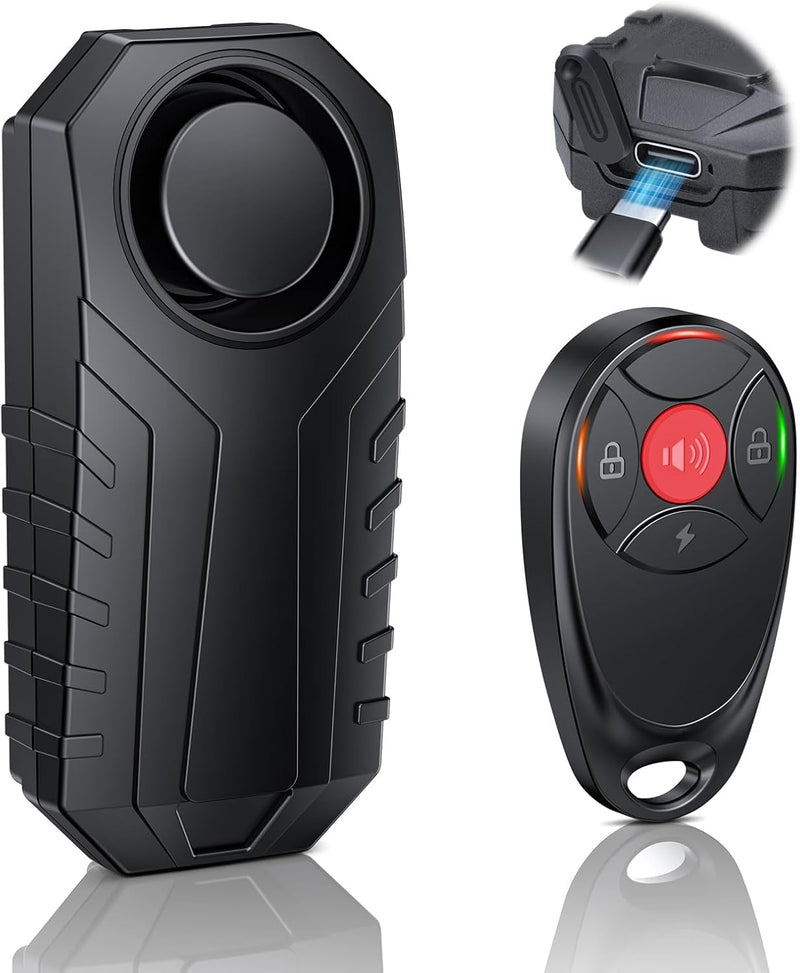 [AUSTRALIA] - 110dB Loud Anti Theft Vibration Sensor Alarm Systems for Electric Bike Motorcycle Golf Car Trailer Mailbox Garage Door Waterproof Home Security Bike Accessories Bike Alarm with Remote 