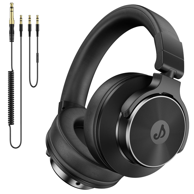 Wired Over Ear Headphones, Studio Monitor & Mixing DJ Headphones with 50mm Neodymium Drivers and 1/4 to 3.5mm Jack for Guitar AMP Podcast Piano Keyboard (Black) Black
