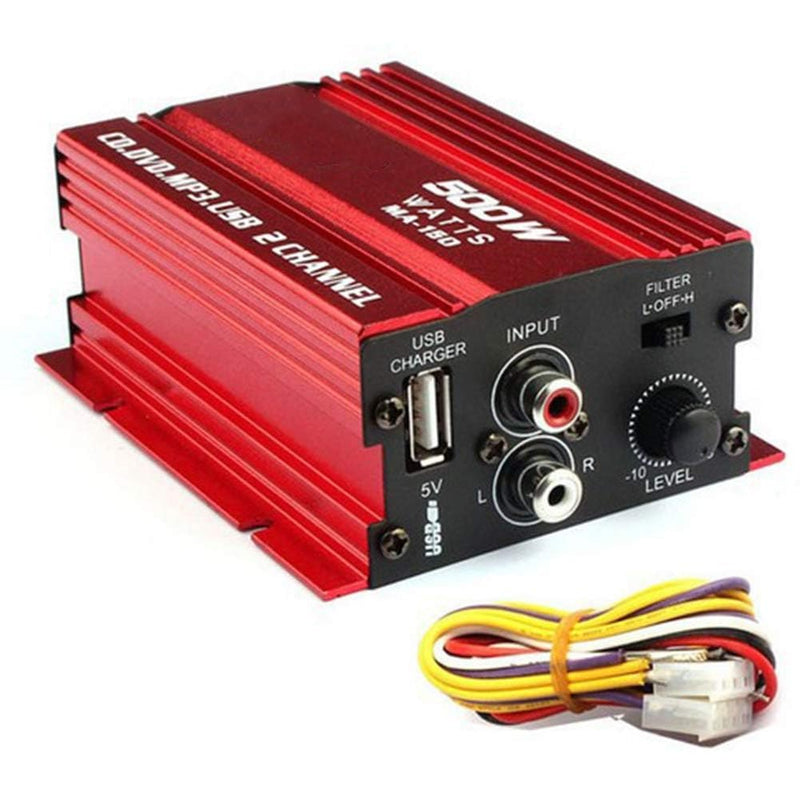 [AUSTRALIA] - MA150 500W Car Motorcycle 12V 2CH 2 Channel Audio AMP Amplifier Subwoofer red 