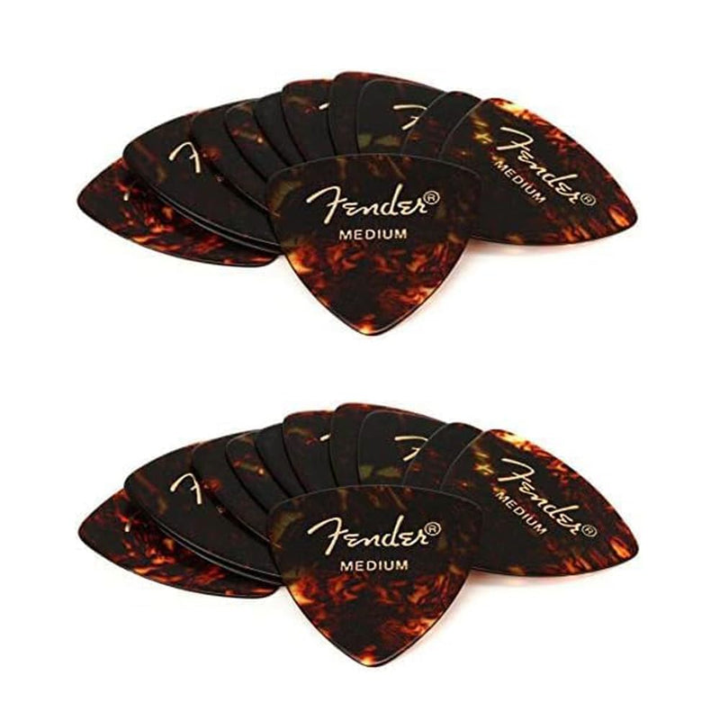 Fender Classic Celluloid Guitar Picks 351 Shape, Tortoise Shell, Heavy, (24-Pack)