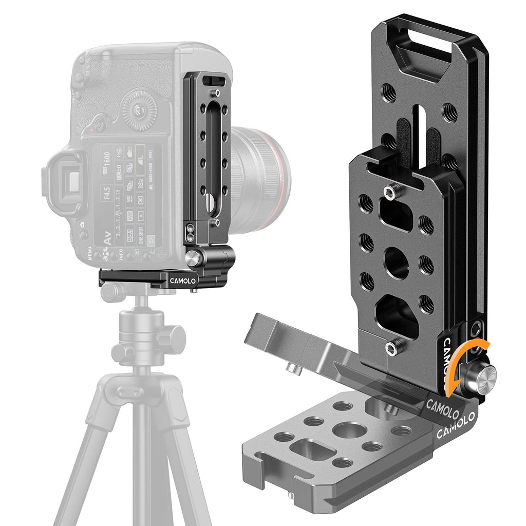 Foldable DSLR Camera L Bracket - Arca Base Universal Vertical Camera Mount Horizontal Switching Tripod Quick Release Plate Compatible with Canon Nikon Sony Fujifilm DJI Ronin Osmo Stabilizer Monopod